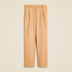J. CREW Essential Straight Pants Faux Leather Women’s Size 2 Work Neutral Tan